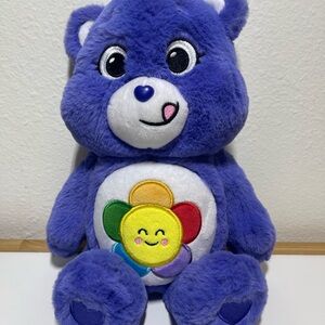 Care Bears Purple Harmony Bear Plush 2015 Sun Flower 14" Stuffed Animal Toy